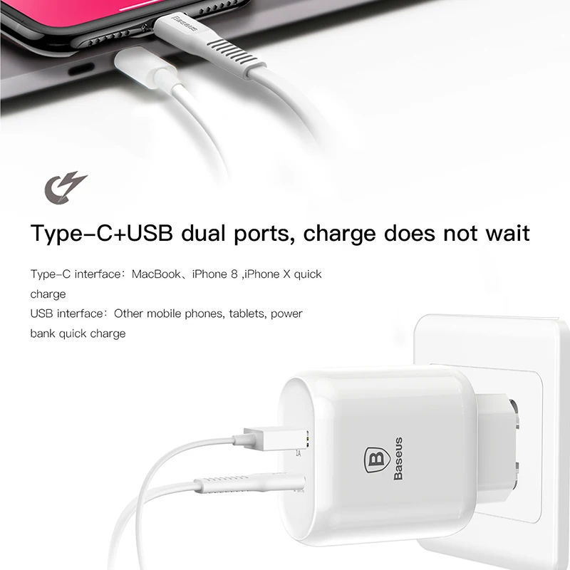 Быстрое зарядное устройство Baseus 32 Вт USB C PD для iPhone 11 Pro Max Xs type C PD 3,0 зарядное устройство для мобильного телефона Быстрая зарядка type-c PD USB зарядное устройство