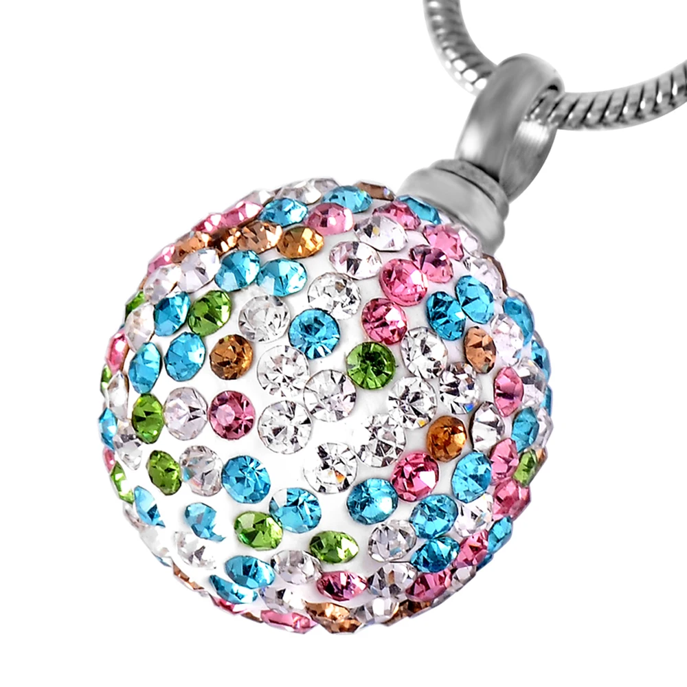 IJD8865 High Quality Crystal Ball Cremation Pendant Memorial Necklace Ashes Holder Urn Keepsake