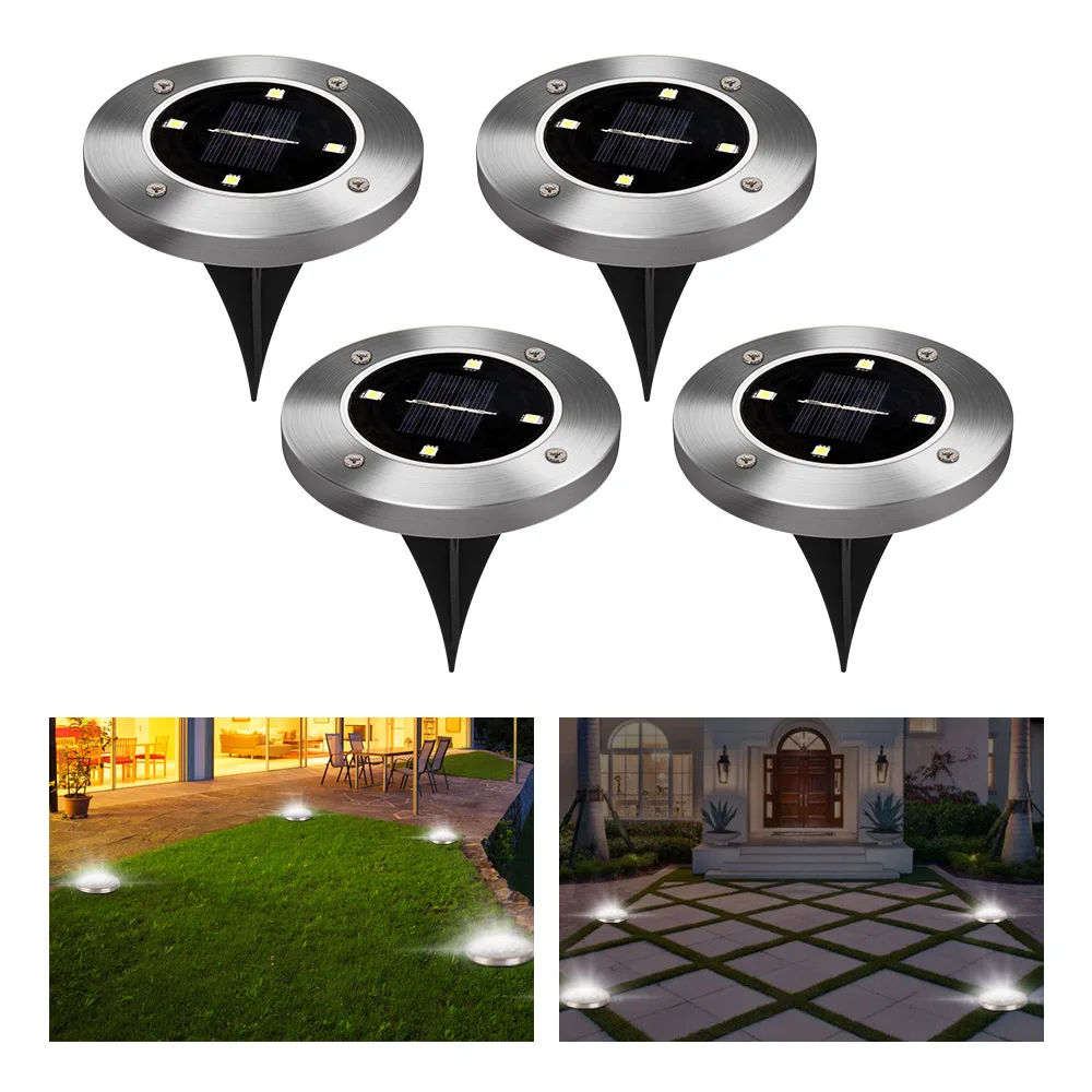 4LED Солнечная лампа на солнечной батарее энергии наземный свет солнечный сад