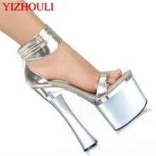 Пикантные удобные босоножки на квадратном каблуке и платформе; Каблук 18 см; обувь для танцев на шесте