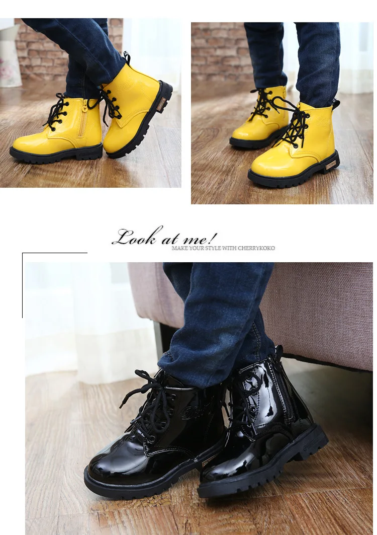 JUSTSL Модная Демисезонная обувь для мальчиков и девочек уличная детские кожаные ботинки из искусственной кожи safty качества ботинки