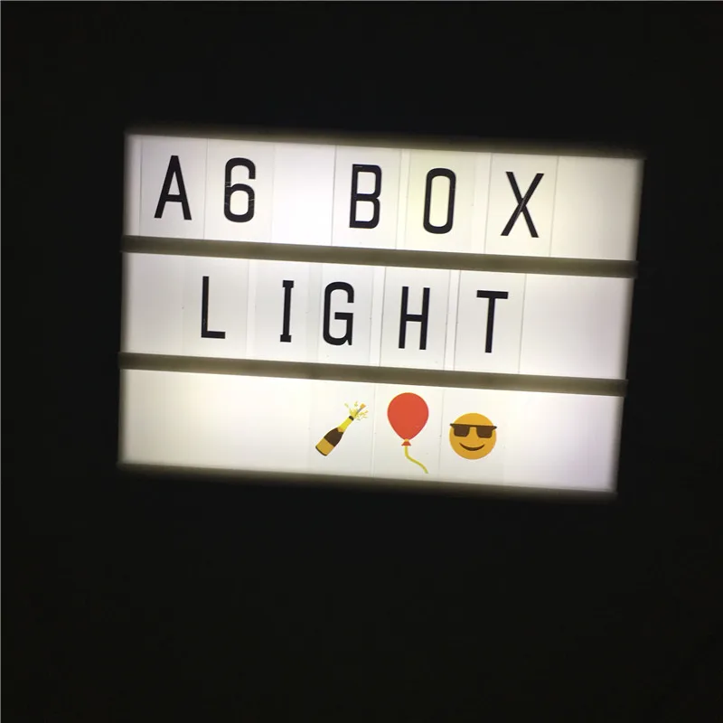 Большая распродажа A4 A5 A6 Размер Cinemaic Lightbox ночник Питание от батареи AA или USB кабель с 90 шт. символами букв карты DIY огни - Испускаемый цвет: A6 Lightbox