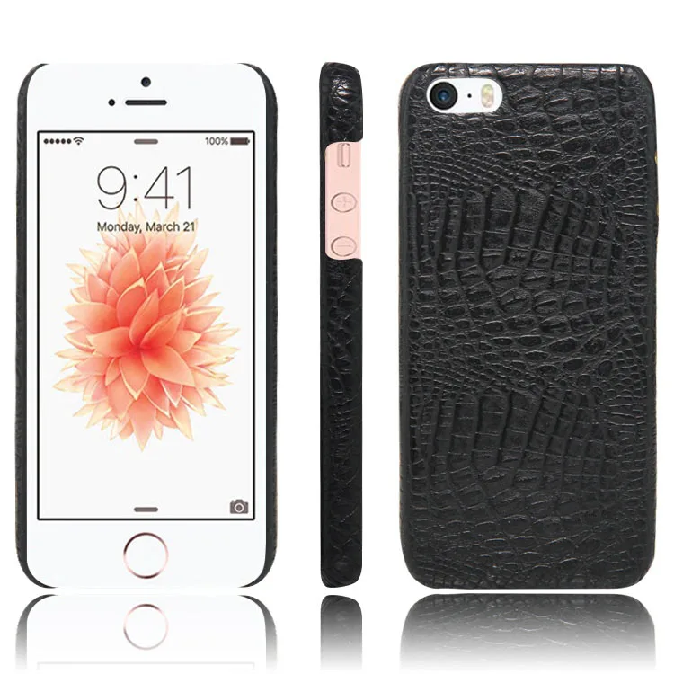 

Luxury Crocodile Skin Pattern Leather Case for iphone SE 5 5s Cover Shockproof Hard Shell On Mobile Apple Phone Cases Fundas Bag