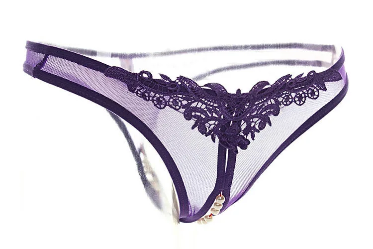 

Pearl Massage Ms. Sexy Women Transparent Thong Sexy Open Crotch Temptation G-string Perspective Lace T-back