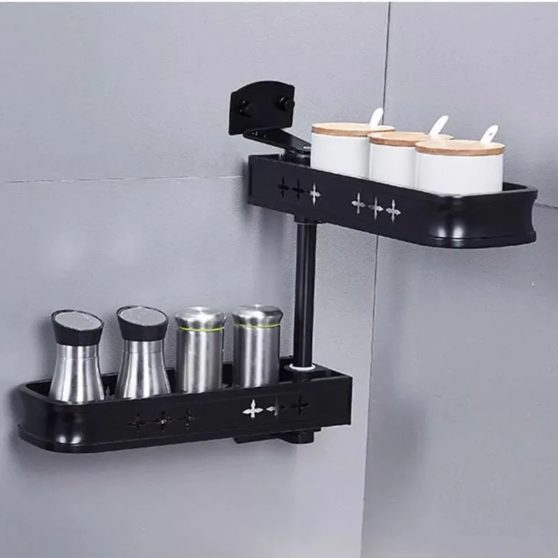  Kitchen Rotatable Condiments Spice Flavoring Shelf Bathroom Commodity Rack Cocina Kitchen Wall Moun - 32870575219