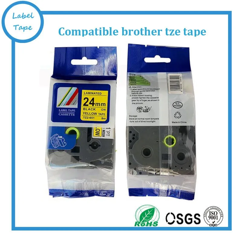 12mm TZ-651 검은 색 노란색 TZE 테이프 TZE651 TZ651