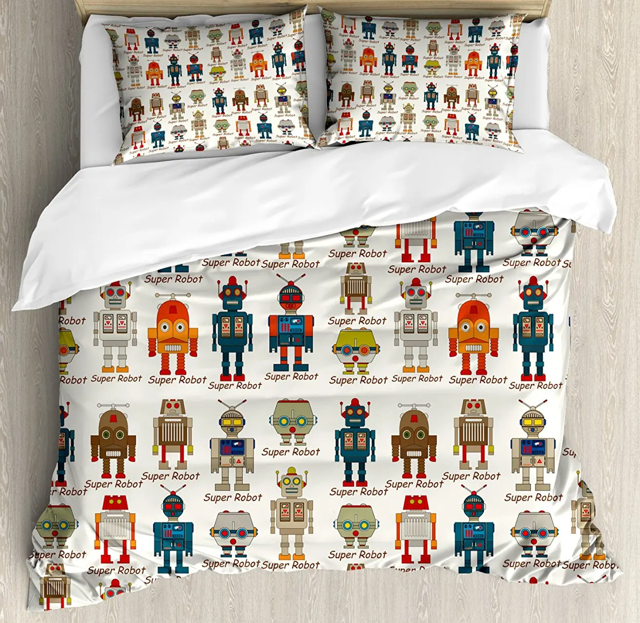 Kids Duvet Cover Set Various Different Super Robot Figures Set In