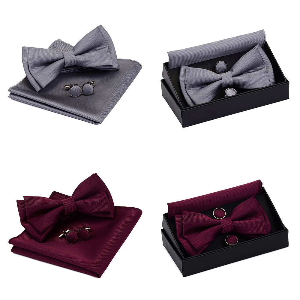 Качественные галстуки бабочки GUSLESON для свадьбы мужские однотонные двухслойные