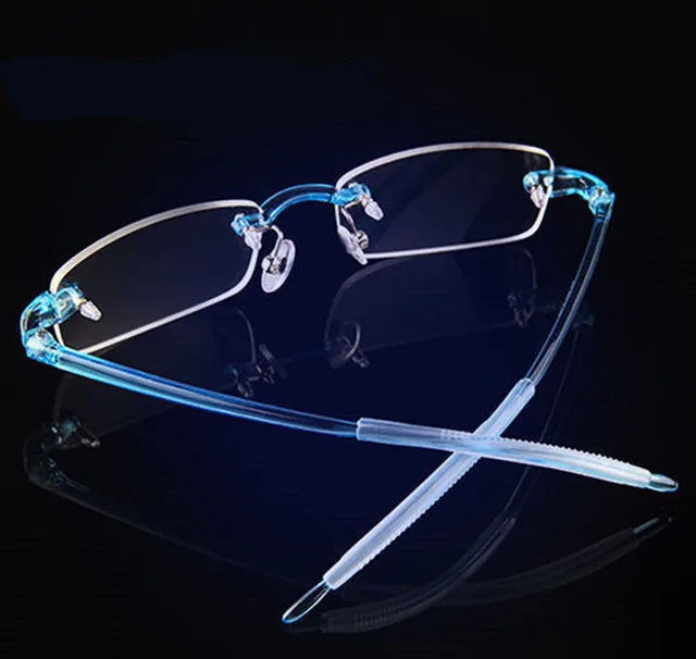 TR90 Frameless Women Men Eyeglasses Ultralight Blue Optical Glasses