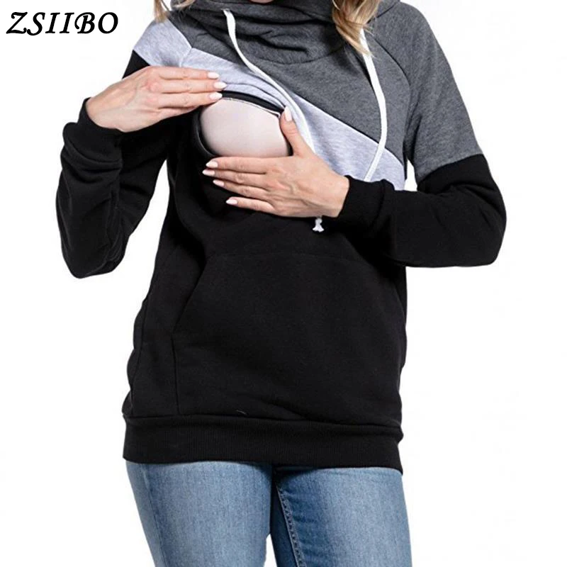 

ZSIIBO Casual Hoodies Sweatsgurts Women Maternity Nursing Pullover Breastfeeding For Pregnant Women Mother Breast Feeding Tops