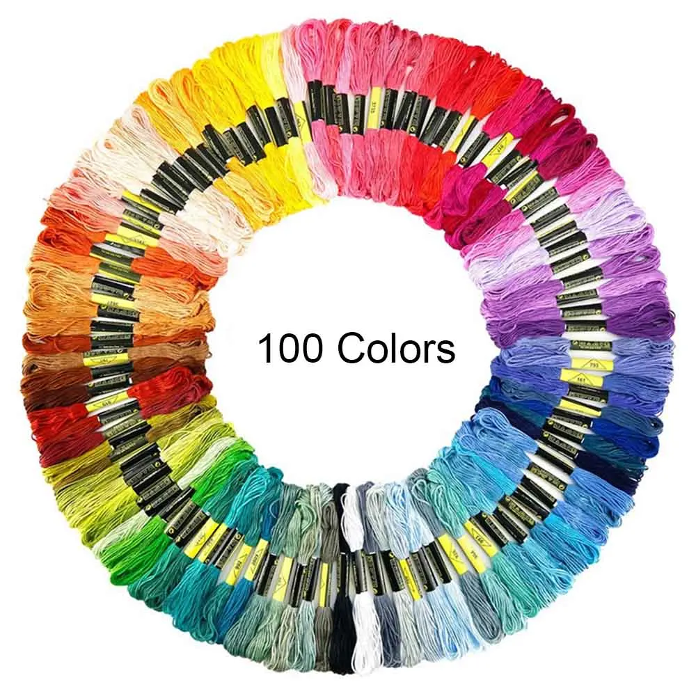

100 Colors embroidery DIY Silk line Branch Similar Thread Cross Stitch Cotton Sewing Skeins Thread Floss Kit DIY Sewing Tools