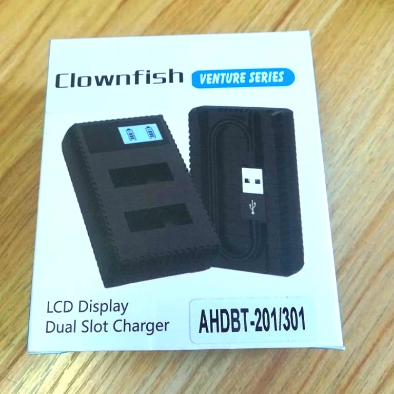 Clownfish для Gopro hero 8 7 6 5 4 3 батарея USB lcd двойной порт зарядное устройство чехол AHDBT 501 301 зарядное устройство аксессуары