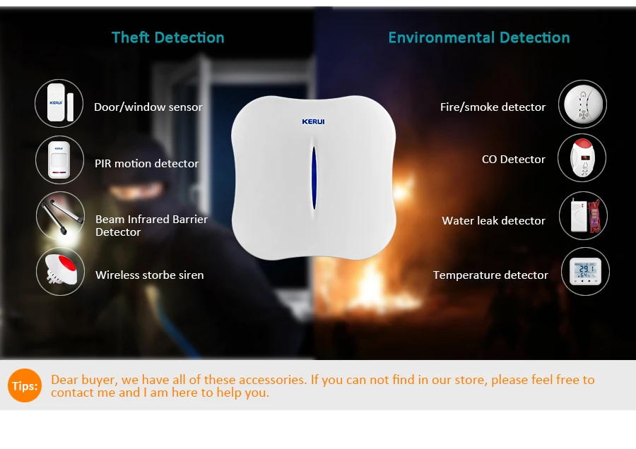 KERUI W1 голосовые подсказки беспроводной WiFi PSTN домашняя Безопасность Связь Сигнализация Противоугонная сигнализация комплект с внутренней наружной ip-камерой