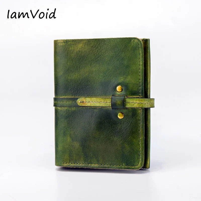 

IamVoid Fashion Designer Handmade Hand Brushed Color Genuine Leather Wallet with Coin Pocket Real Leather Purse for Men Women
