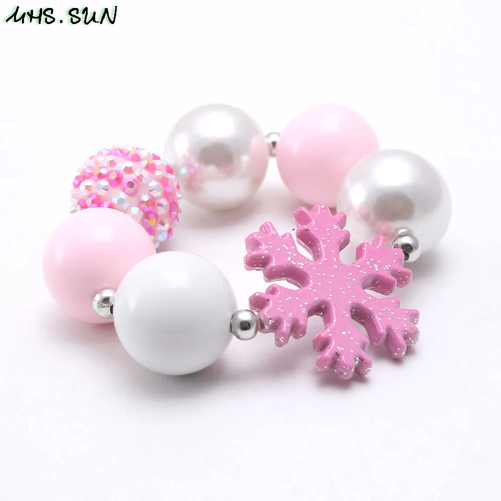 MHS. SUN/ожерелье с бусинами для маленьких девочек, модный милый комплект массивной бижутерии со снежинками и бусинами - Окраска металла: only 1 bracelet