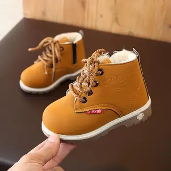 

Top Selling Kids Boys Shoes Classic Boys Martin Boots Winter Warm Sport Casual Baby Girls Shoes Soft Zip Plush Boots For Boys