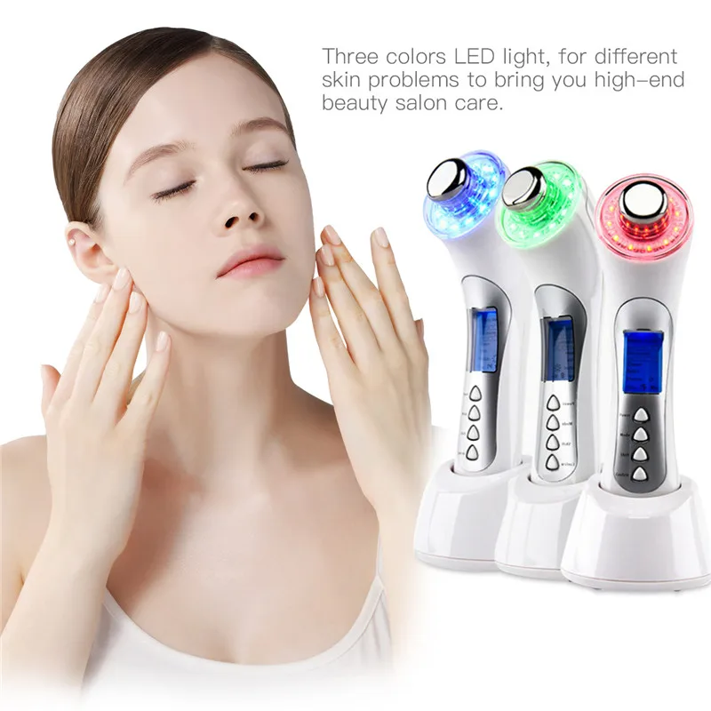 Aparato de belleza terapia de fotones LED Ion ultrasónico limpieza masajeador Facial limpiador de piel rejuvenecimiento de cara cepillo de limpieza Device45