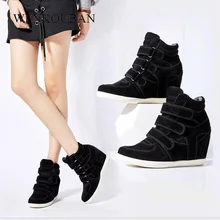 Fashion Women Wedges Shoes Ankle Boots Female Leopard Flock Motorcycle Boots Casual Sneakers Shoes Platform Chaussure Femme