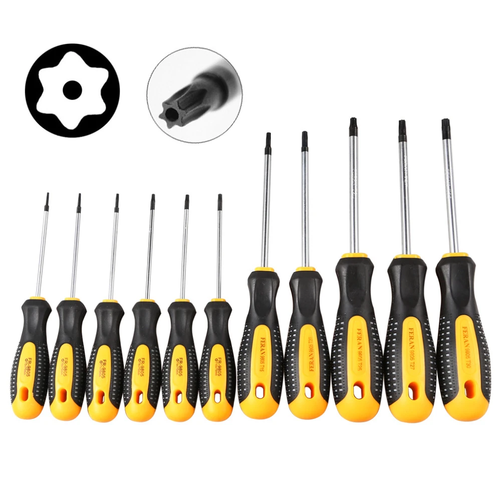

Cr-V Torx Screwdriver Set with Hole Magnetic T5-T30 Screw Kit for Telephone Repair Hand Tool Single or Multiple Multipurpose