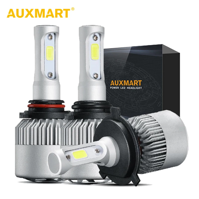 Auxmart H7 H11 9005 9006 H1 H3 9012 Автомобильный светодиодный фары для H4 H13 9004 9007(Подол короче спереди и длиннее сзади) Луч 72W фары для 8000LM Автомобильный светодиодный налобный фонарь лампы 12v