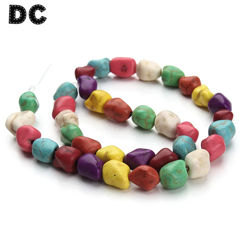 

DC 1 Strand Irregular Colorful White Blue Stone Spacer loose Charm Beads 9-12mm for DIY Jewelry Making Findings F1460