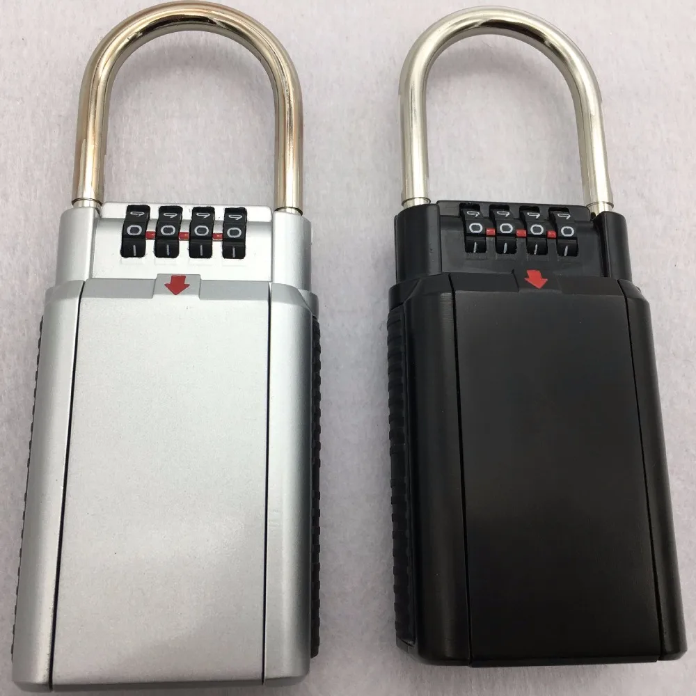 Silver 4 Digit Combination Password Safety Key Box Lock Padlock Storage Keys Organizer Zinc Alloy