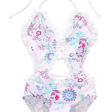 Лидер продаж; летняя одежда для новорожденных девочек; купальный костюм с цветочным принтом и рюшами; Цельный купальник с открытой спиной и шнуровкой; одежда для купания с принтом в виде рулонов