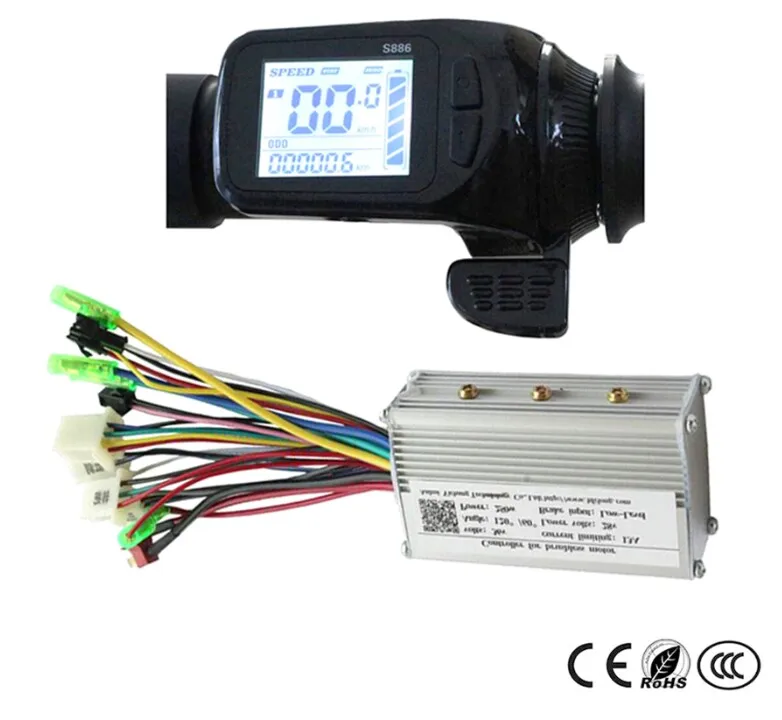 

24v 36v 48v Electric Bike Assistant LCD Display Thumb Throttle Type LCD Display S886 With Matched Controller