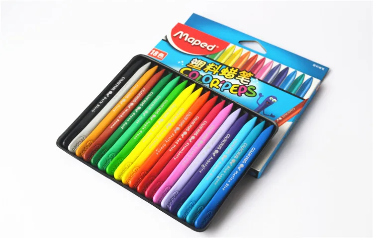 Maped пластиковый мелок s 12/18/24/36/48 набор Цвет ручки с тригонометрическими фигурами, с рисунком из мультфильма Аниме crayon детский пластиковый мелок