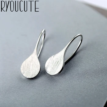 

RYOUCUTE Real Silver Color Leaf Big Earring for Women Wedding Jewelry Simple Korean Pure Silver Earring Pendientes Bijoux