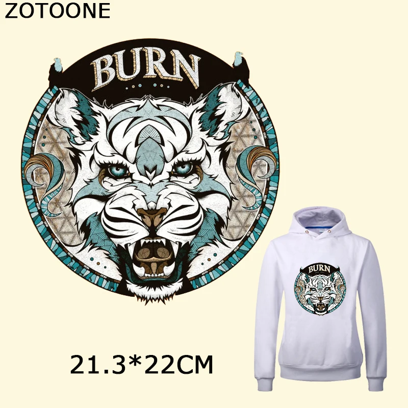 

ZOTOONE Vintage Tiger Patch for Clothes DIY Heat Transfer Accessories T-shirts Ironing on Patches Stickers Washable Applications