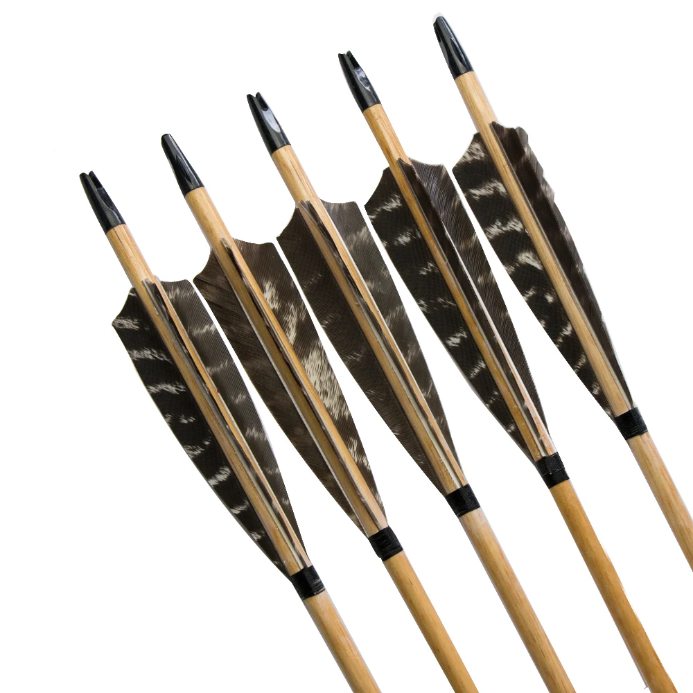 hot sale archery turkey feather wooden arrow 33'' 8mm diameter with