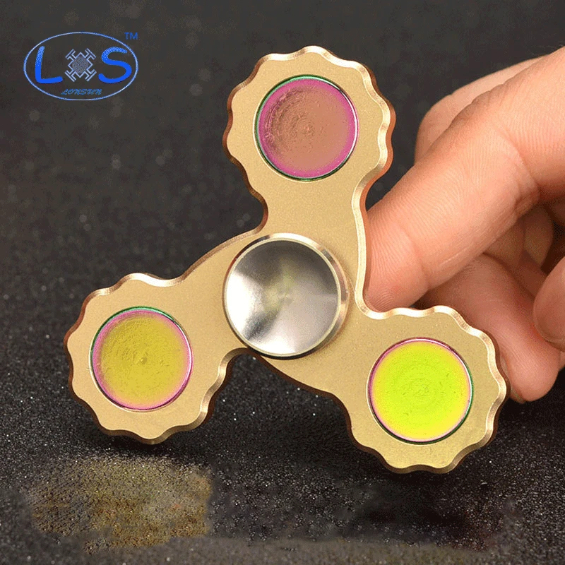 Tri giratório de alta qualidade multicolor mão spinner metal EDC fidget Rotação spinner para o Autismo e TDAH Tempo Longo topo brinquedo giratório