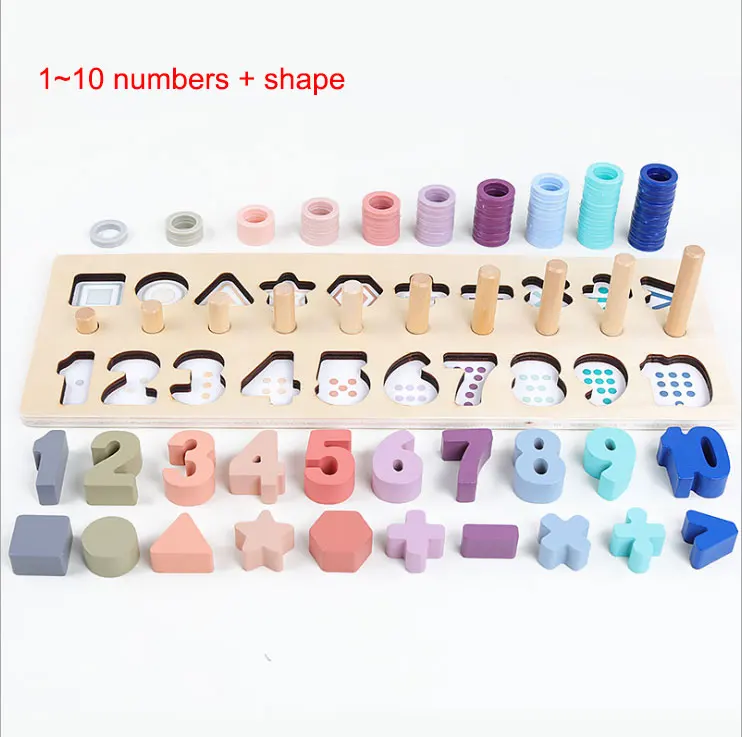 Деревянные игрушки Монтессори для дошкольников, геометрическая форма, познавательная форма, Детские Обучающие приспособления для раннего образования, математические игрушки для детей - Цвет: new number shape