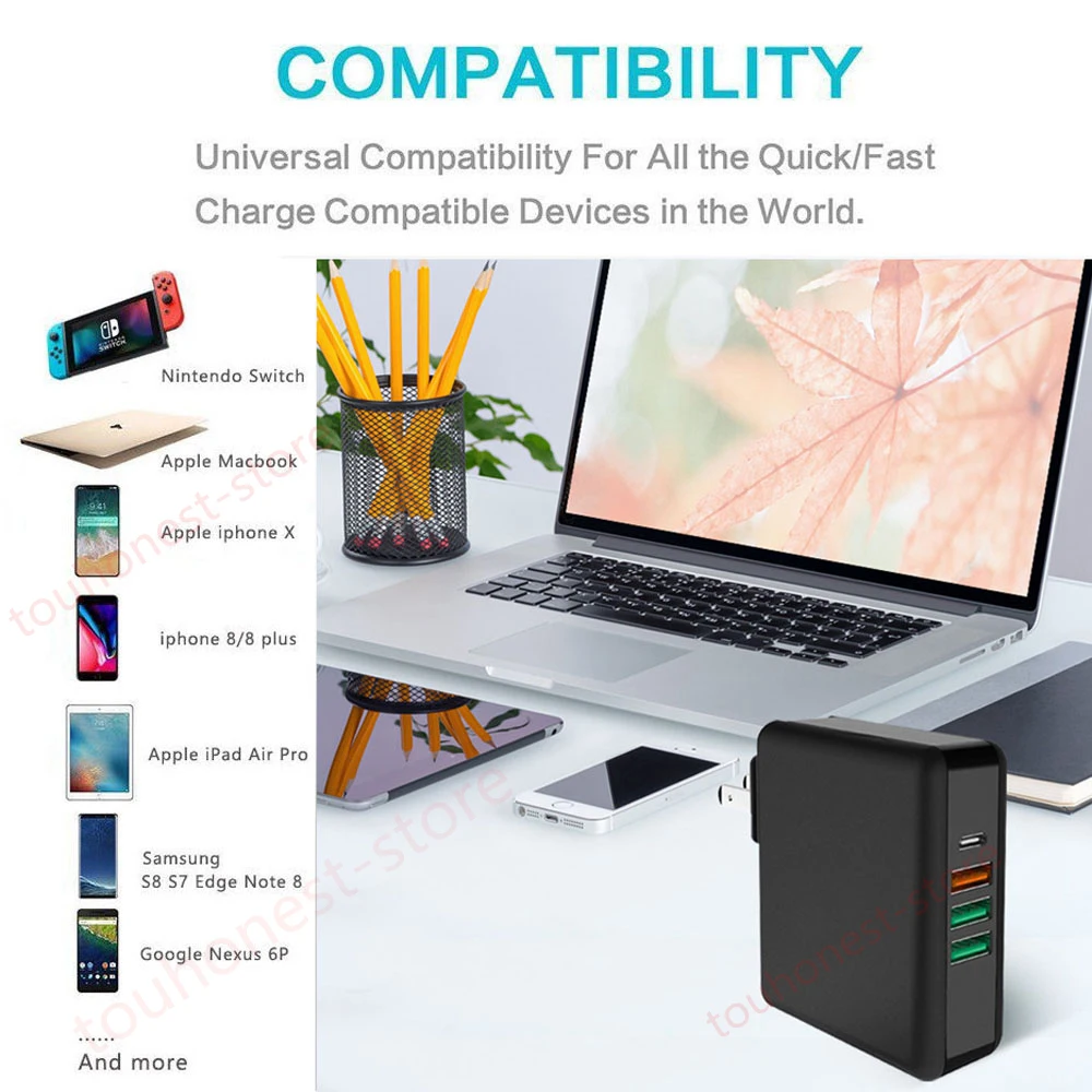 Зарядное устройство для MacBook Huawei iphone Samsung 61 Вт PD Тип C USB адаптер питания быстрая