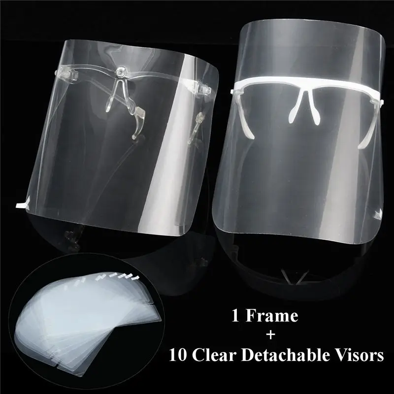 

Multi-Function 10pcs Full Face Shield Visors + 1 Shelf Oil-Splash Proof Dust-Proof Face Protective Mask For Cook Painting Work