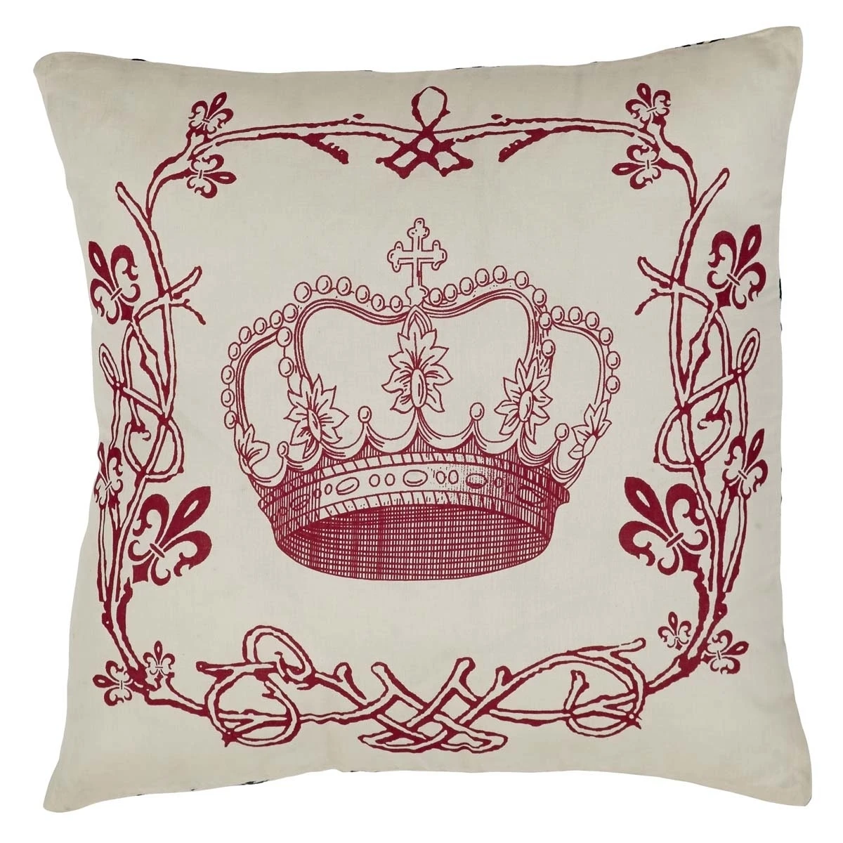 Farmhouse Decor Elysee Stencil Crown White 16x16 Pillow