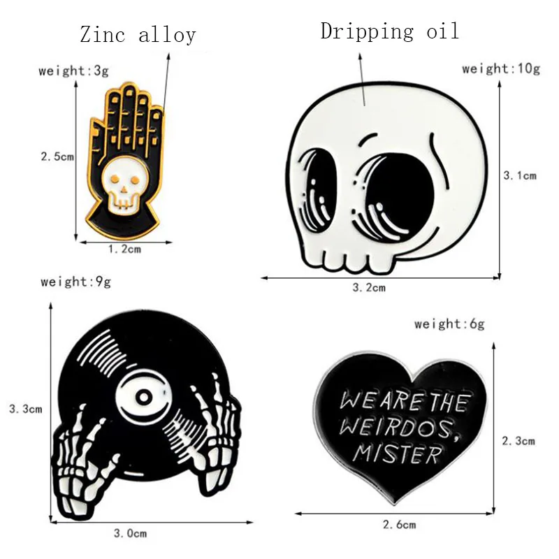 4 лучшие продажи аксессуары в форме черепа брошь значки вампир булавка коллекция Хэллоуин готический панк темно-черная кнопка пальто деним подарок