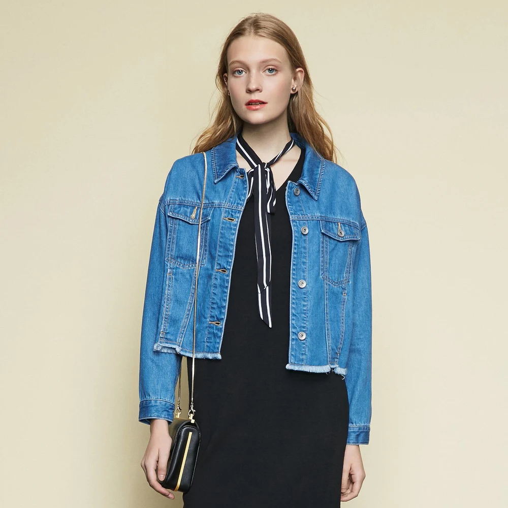 discount  Metersbonwe 2019 New Denim Jacket Female Spring Loose Casual Ruffled Denim Jacket Sweet Fresh Jeans