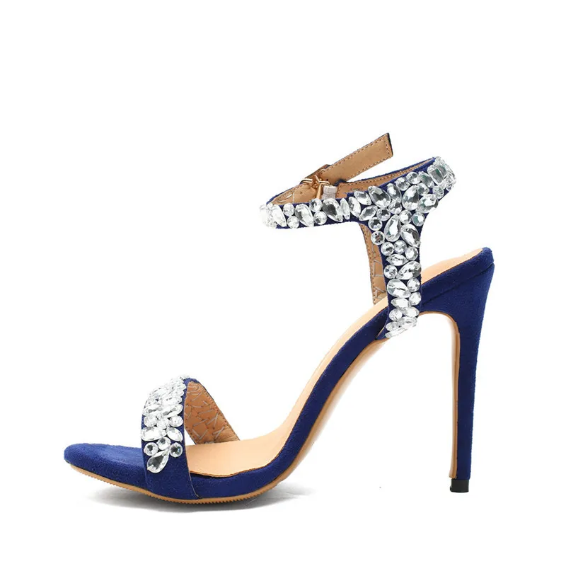 

ARQA 2019 diamond open toe button hollow belt dinner Stiletto high heel wedding shoes pure sexy Leisure time female sandals