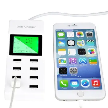 

8 Port USB Charger LED Display Screen 46W AC Socket USB Wall Charger for iPhone Samsung for iPad tablet PC Smart phone