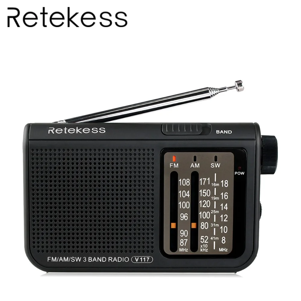 

5pcs RETEKESS V117 Mini Pocket Emergency Radio FM AM SW 3 Band Radio Receiver Battery Powered With Hand Strap For The Elder