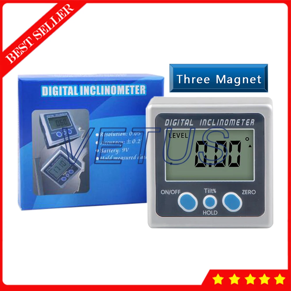 2*180 Мини цифровой Inclinometer5415-180 Eelectronic Bevel Box транспортир измеритель уровня угла с 3