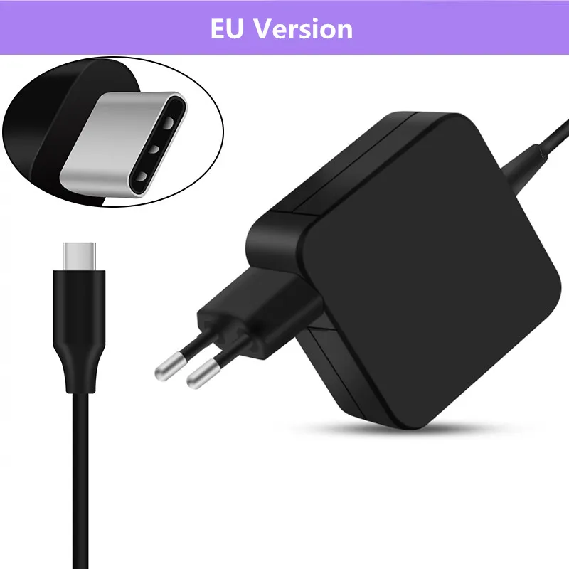 For Dell/For Xiaomi air/For Huawei Matebook/For HP Spectre/For Lenovo/For Macbook 65W USB Type-C AC Adapter Charger Power Supply - Цвет: EU Version