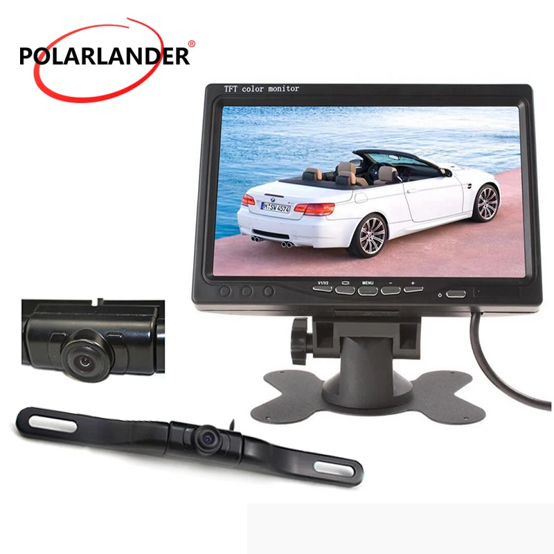 

HD 7 Inch LCD Display Parking System Backup Reverse Camera DVD VCR With LED Lights TFT Color Screen Car Monitor Night Vision