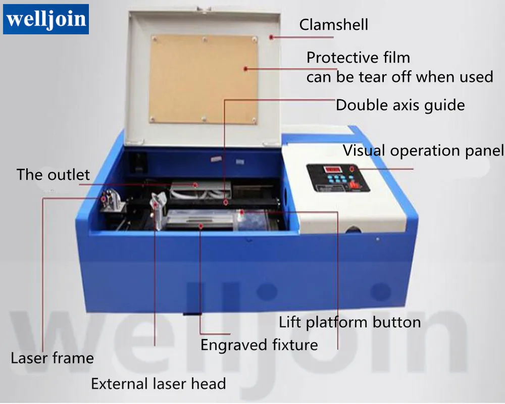 40 Вт CO2 малые поделки лазерный гравировальный станок лазерный штамп гравировальный станок GY-320