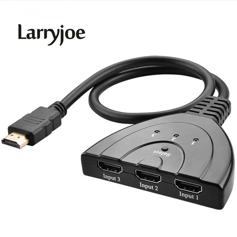 

Larryjoe High Quality 3 Port 1080P 3D HDMI Switcher Switch Splitter Hub with Cable for PC TV HDTV DVD PS3 Xbox 360 Cable box