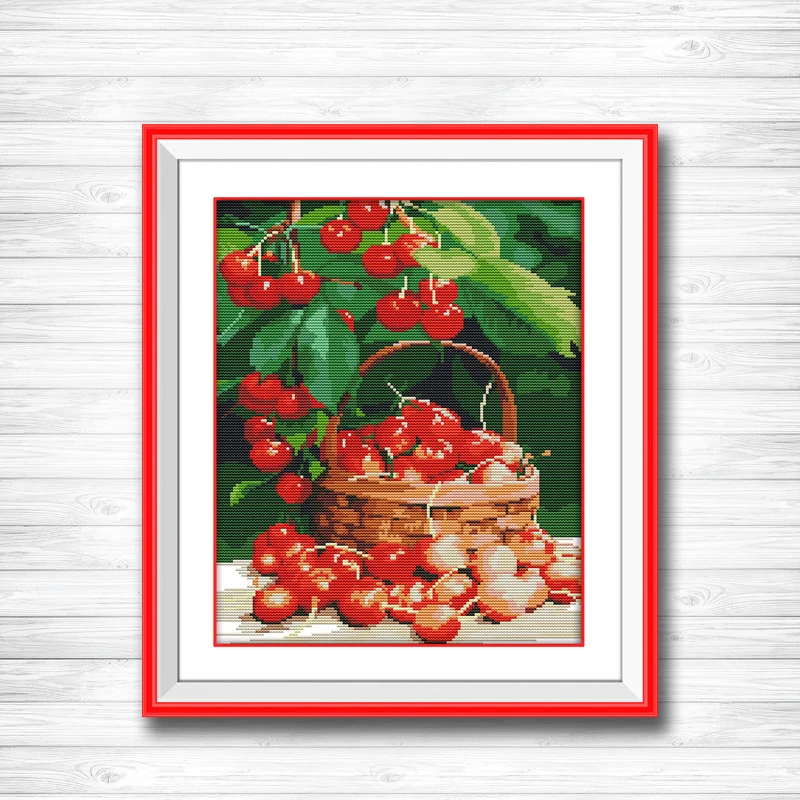 

Fresh cherries fruits paintings 14CT11CT counted cross stitch kits embroidery set Needlework Set chinese cross stitch Home decor