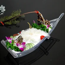 Пластиковый поднос, прозрачная тарелка для посуды, тарелка для сашими лодок, многофункциональная лодка-дракон, лососевые тарелки, контейнер для тарелок, 1 шт