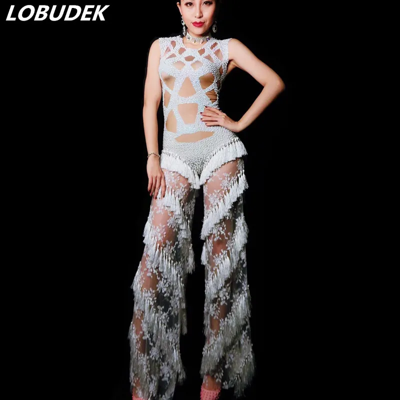 

Sexy sleeveless stretch leotard Rompers costume Shining Crystal jumpsuit stage wear Nightclub Singer Modern Dance One Piece